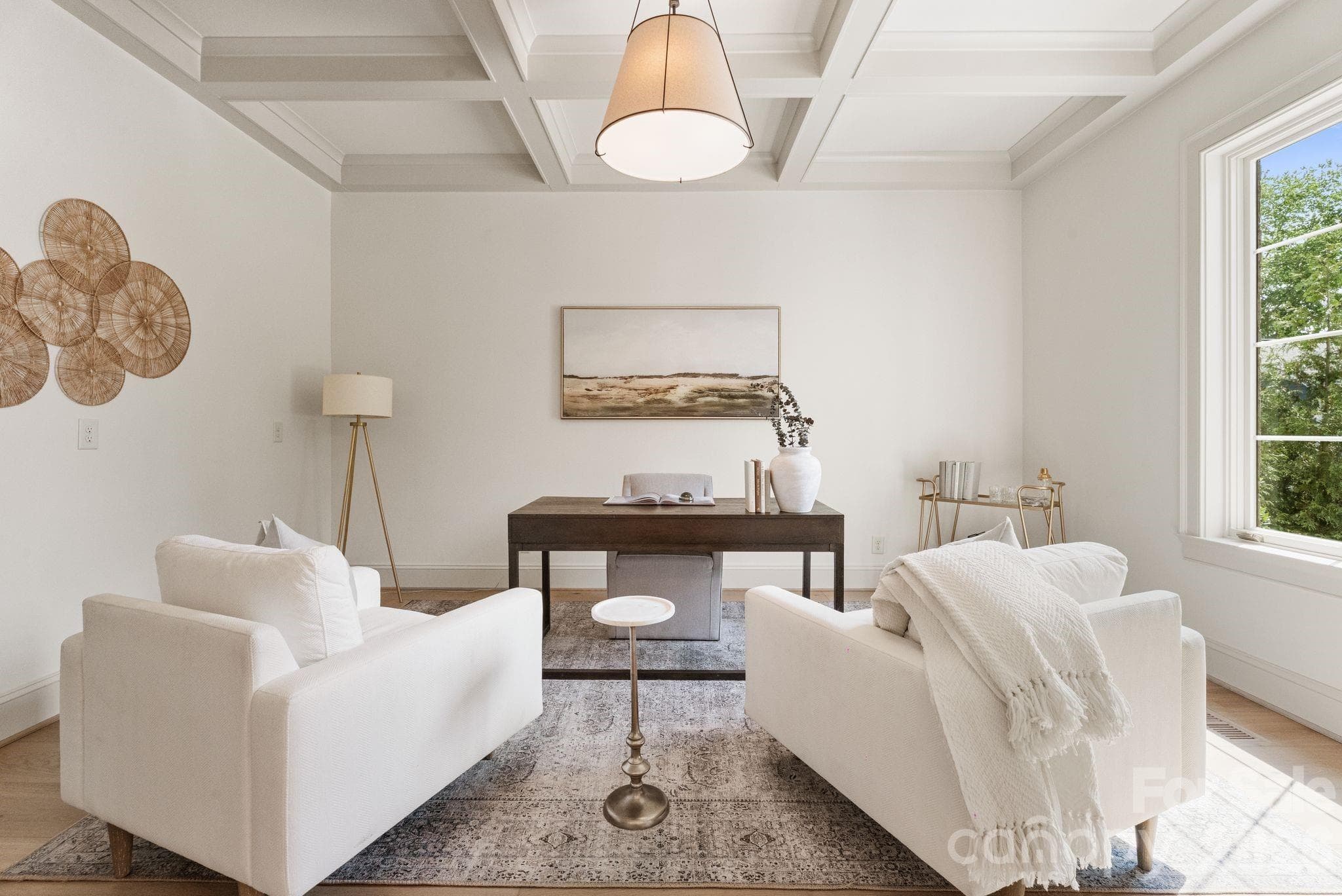 Main level study with French doors and accent ceiling - Denver