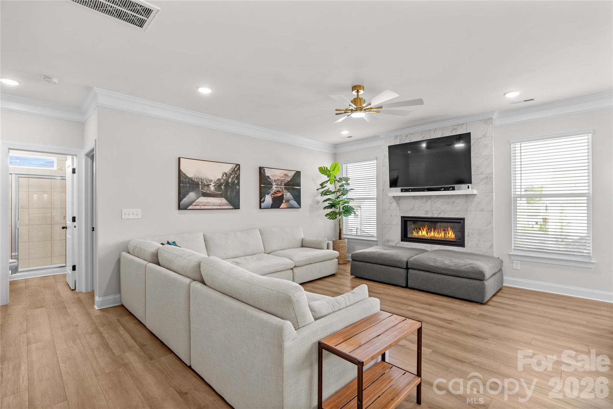 Great Room with Gas Fireplace - 116 Summerhill Drive, Mooresville
