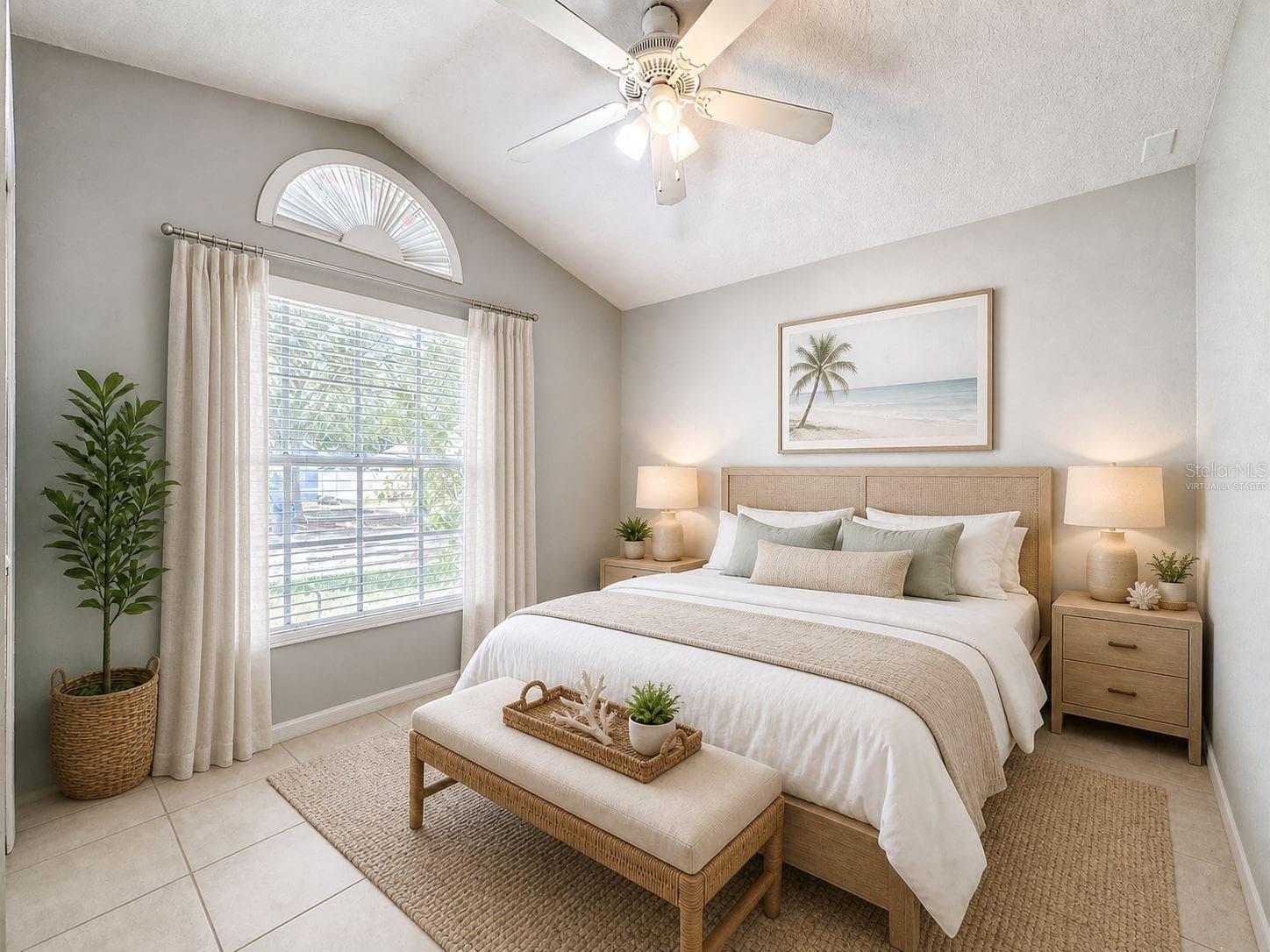 Generously sized primary bedroom retreat with fresh interior paint and brand-new blinds. (Virtually staged) - 7116 COLONY POINTE DR, RIVERVIEW