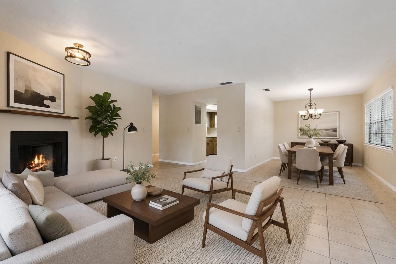 Virtually Staged Living and Dining Rooms - 445 S NETHERWOOD CRES #2, ALTAMONTE SPRINGS