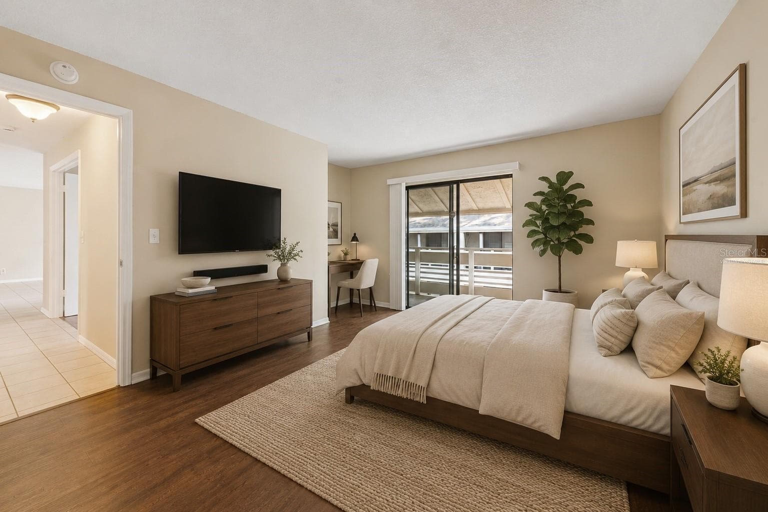 Virtually Staged Primary Bedroom - 445 S NETHERWOOD CRES #2, ALTAMONTE SPRINGS
