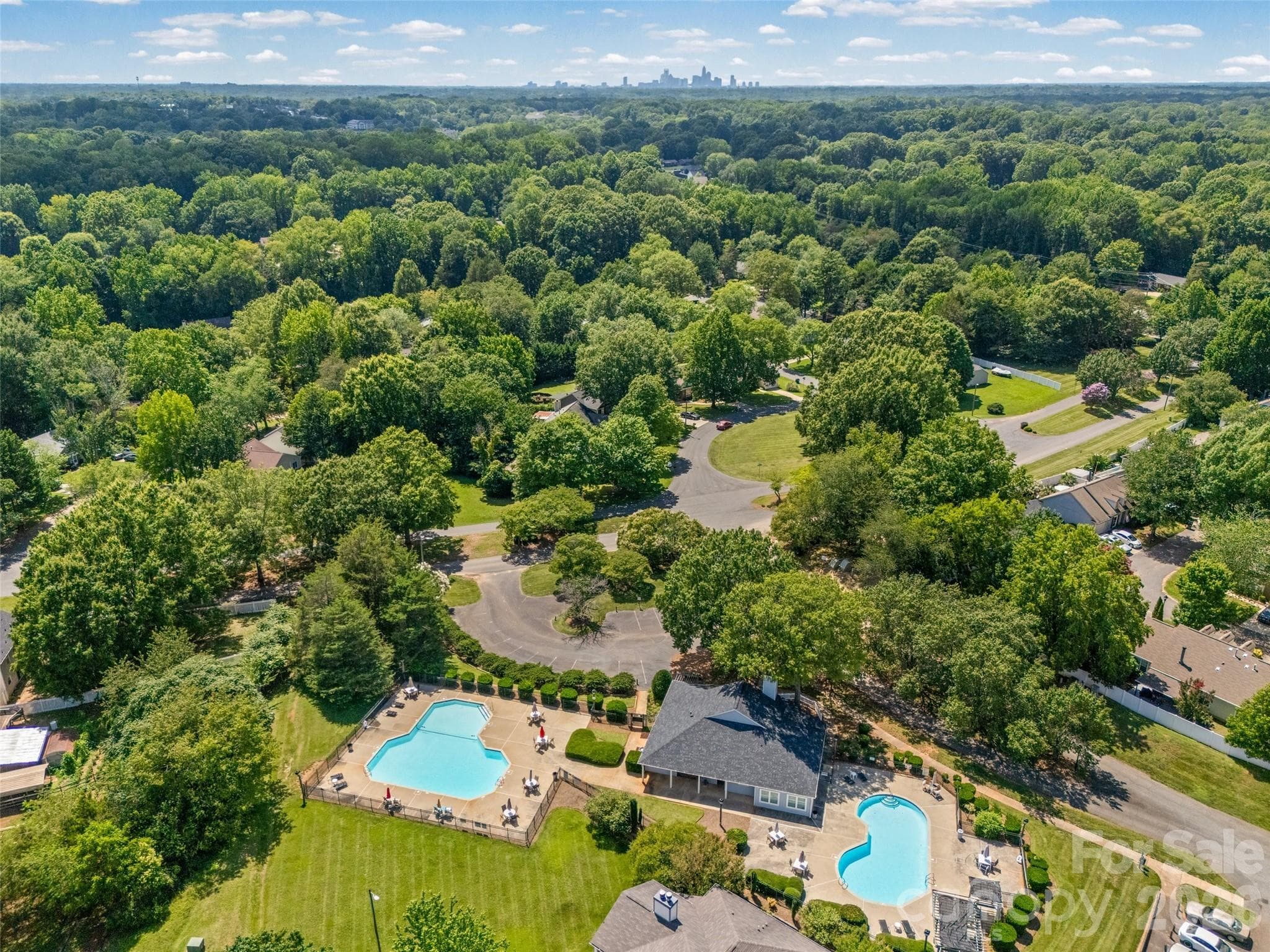 View of both community pools and of Uptown Charlotte just to the west - 8119 Tremaine Court, Charlotte