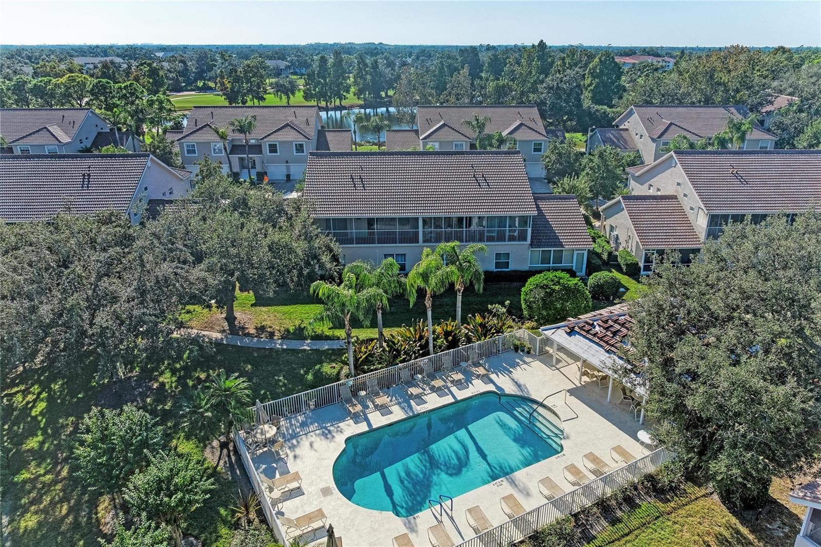 Aerial view of community pool - 6821 FAIRVIEW TER #6821, BRADENTON