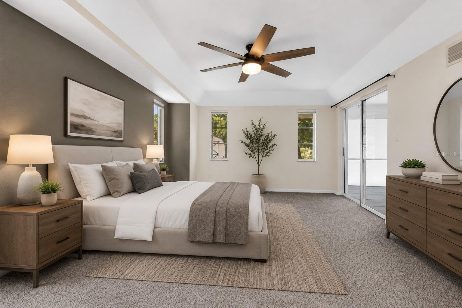 Oversized primary suite with private walkout to lanai through sliders. (Virtual) - 297 FLAMINGO BLVD, PORT CHARLOTTE