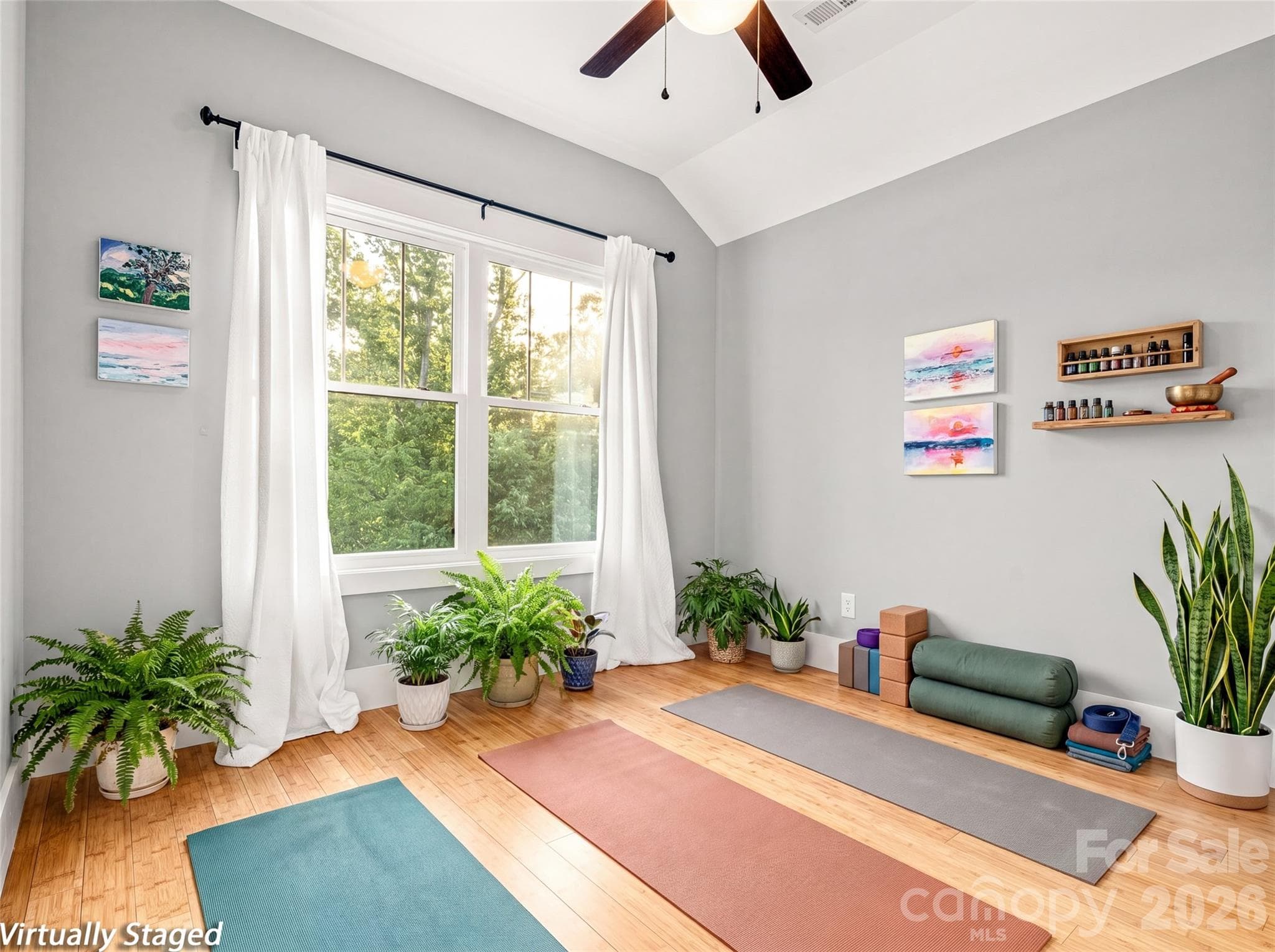 3rd upstairs bedroom that seller has been using as her yoga room. - 60 Mardell Circle, Asheville