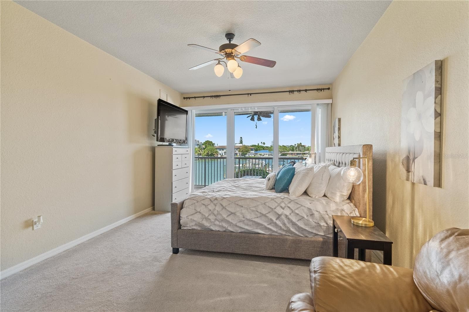 Primary Bedroom w/ stunning view of Boca Ciega Bay - 3805 GULF BLVD #203, ST PETE BEACH