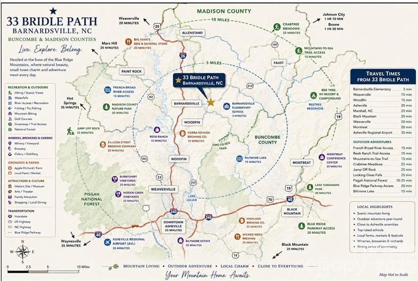 Nearby amenities - 33 Bridle Path Drive, Barnardsville