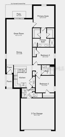Floor Plan - Additional Highlights Include: garage door opener, and vertical blinds on the sliding glass door - 6565 EQUINOX LN, NORTH FORT MYERS