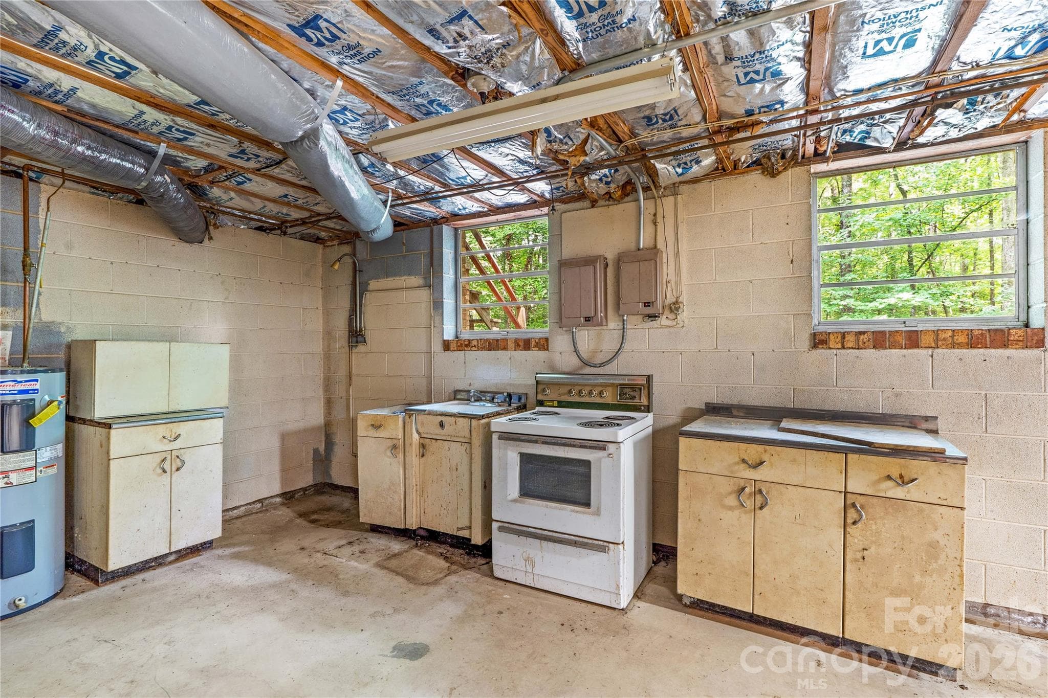 Basement has shower facility & sink, could potentially be plumbed for a toilet! - 155 Duck Creek Road, Troutman