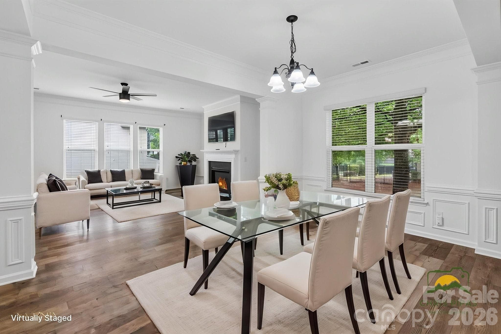 Virtually Staged Dining and Family Room - Charlotte