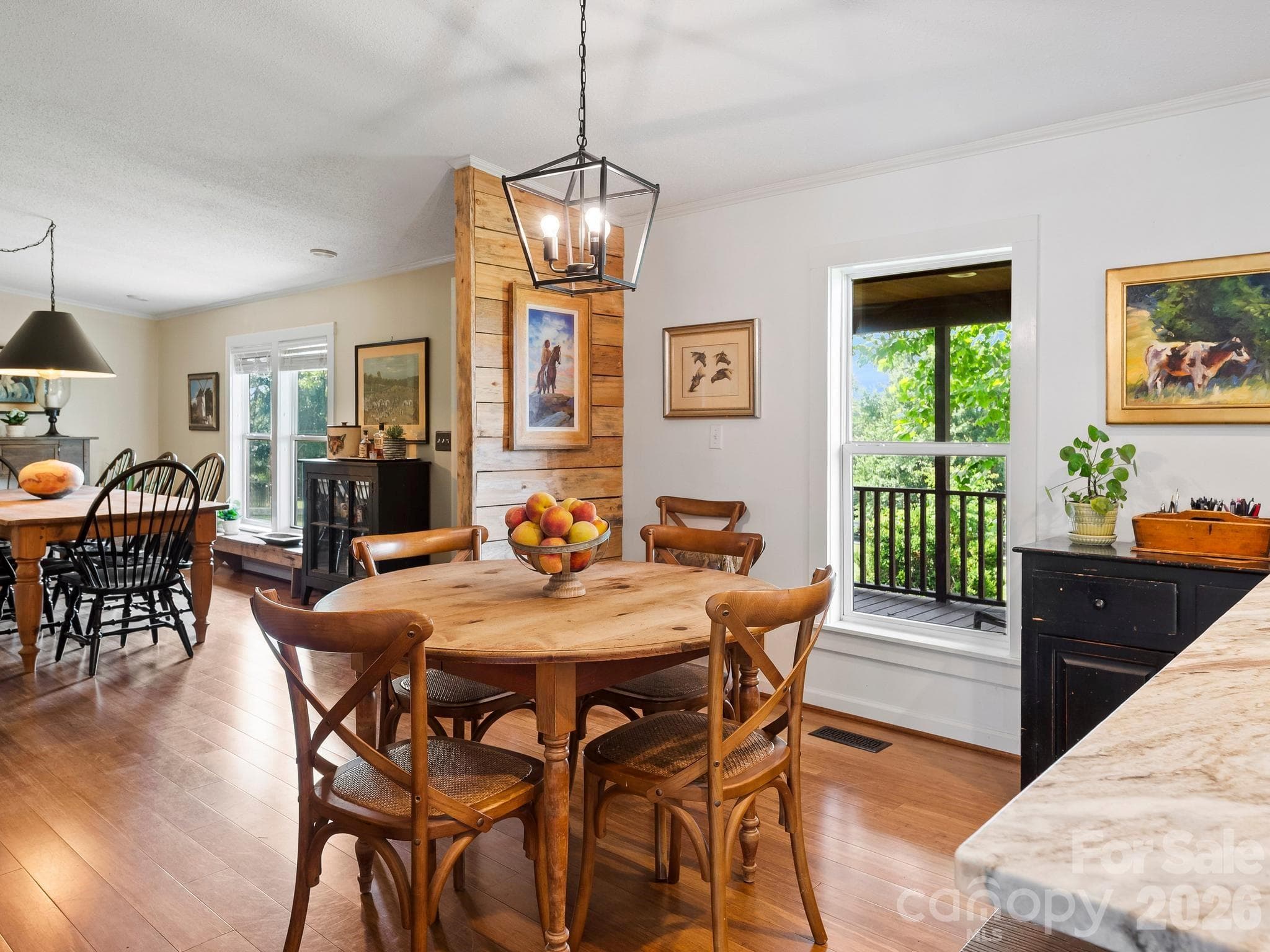 Breakfast nook eating area with the dining room in the background - 1541 Sandy Springs Road, Rutherfordton