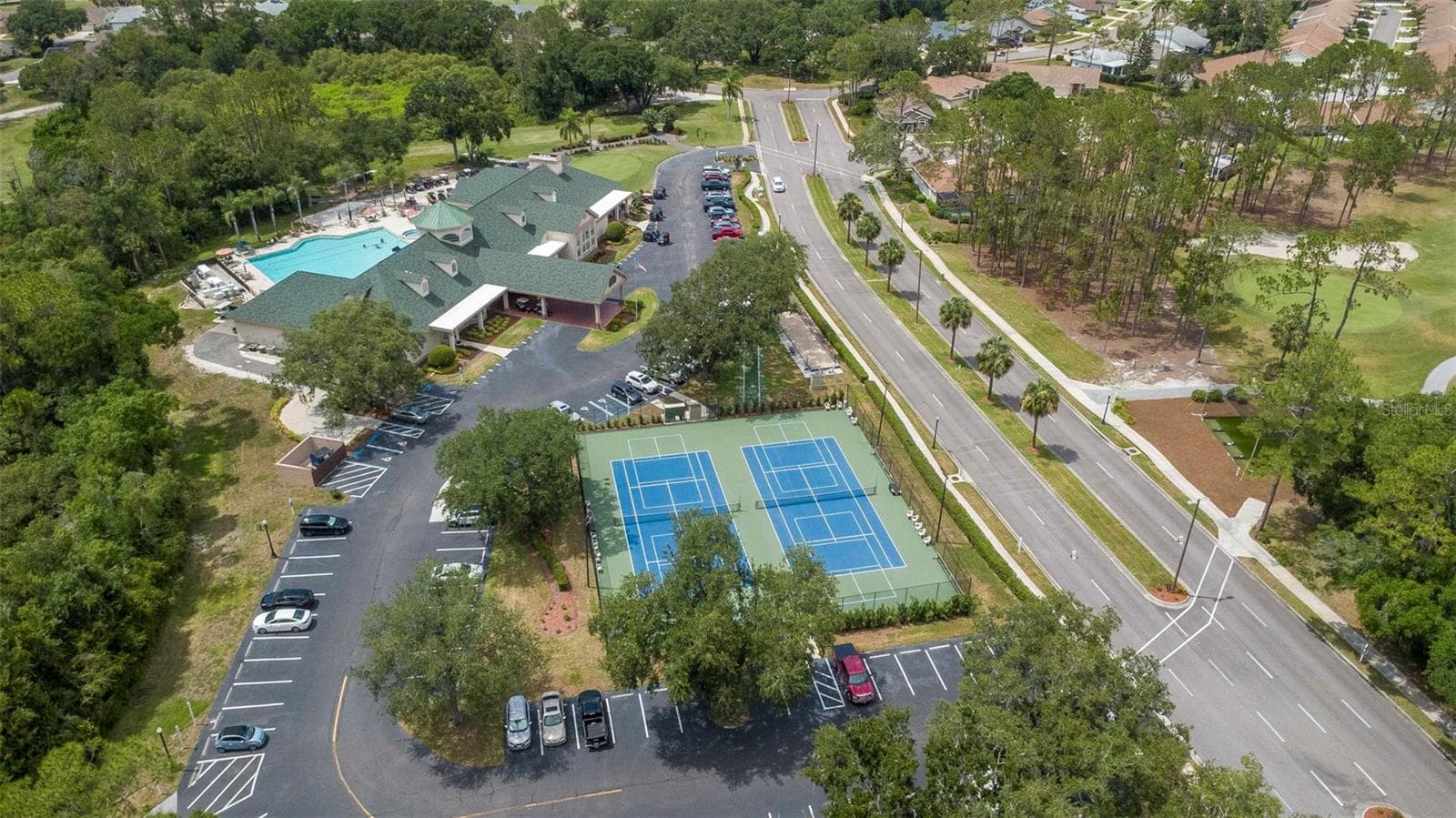 Tennis and Pickleball Courts Drone Overview - 10029 BROOKDALE DR, NEW PORT RICHEY