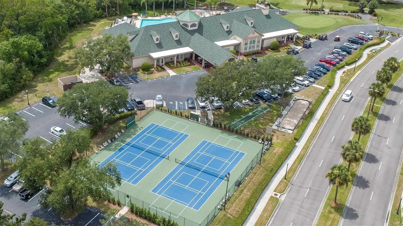 Tennis and Pickleball Courts Drone Overview - 10029 BROOKDALE DR, NEW PORT RICHEY