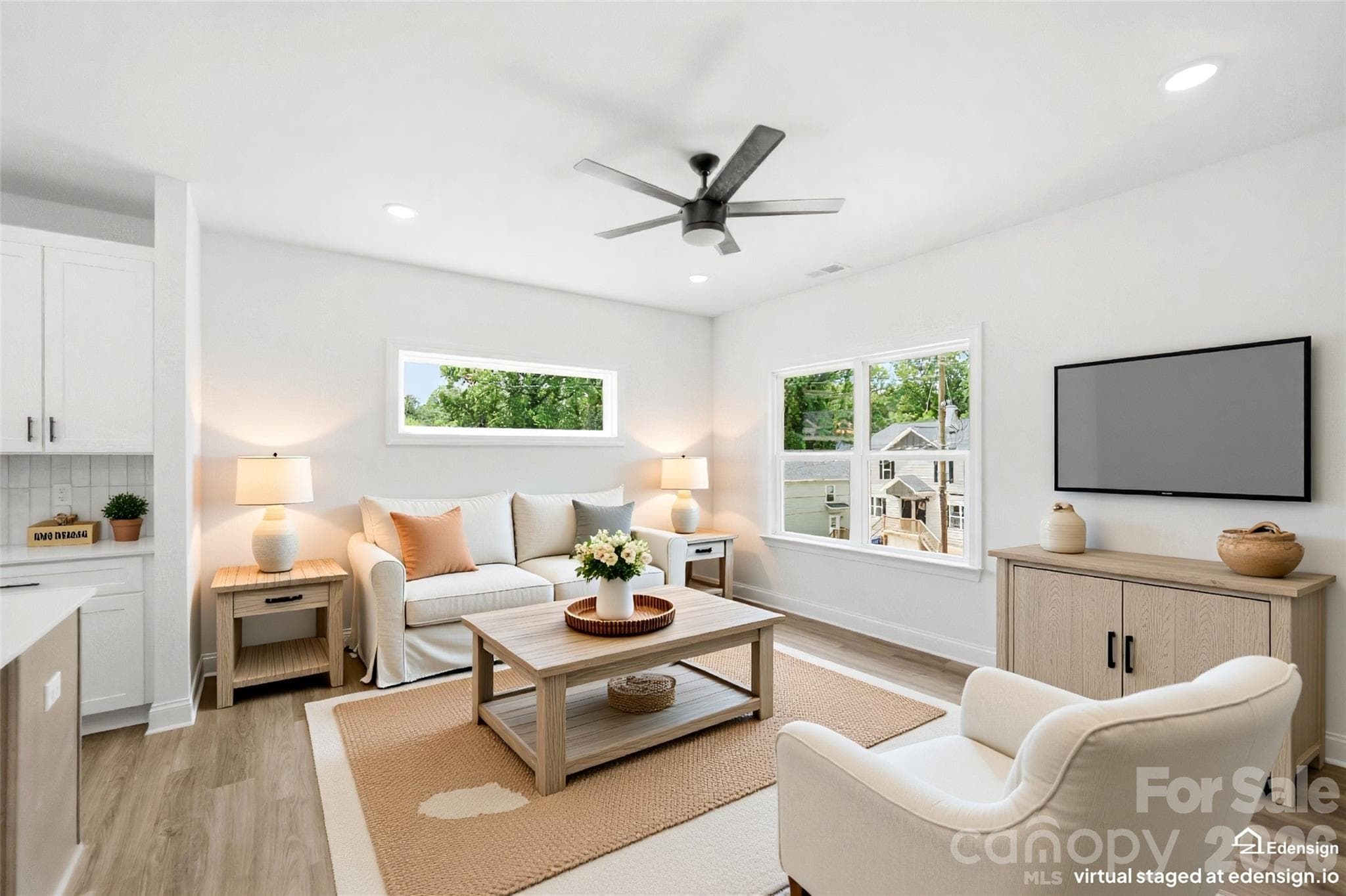Virtually Staged Living Room - Hickory