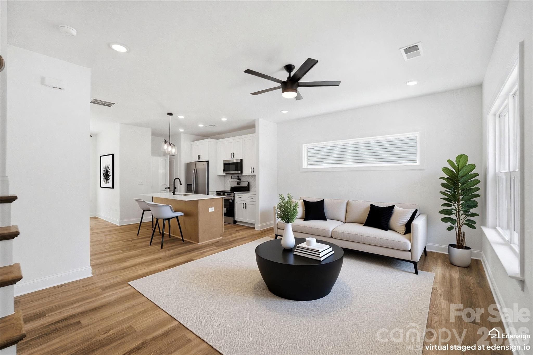 Virtually Staged Living Room - Hickory