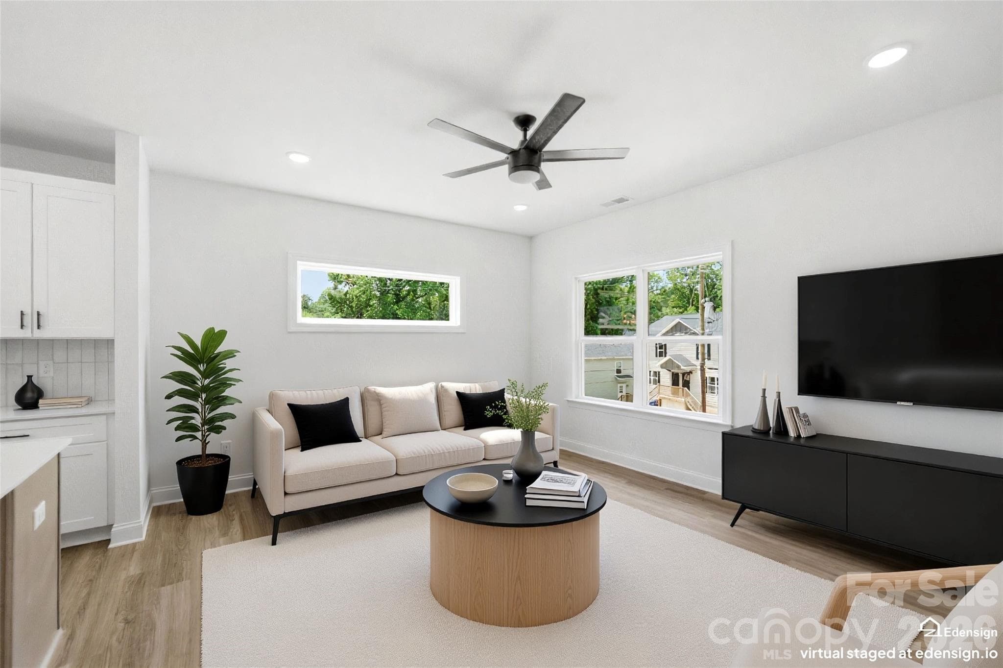 Additional View of Virtually Staged Living Room - Hickory