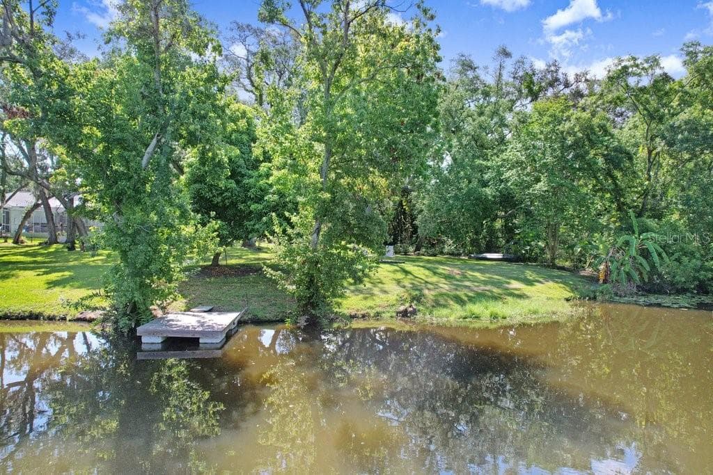 Up close view of backyard and floating dock. - 1976 DUNLOE CIR, DUNEDIN