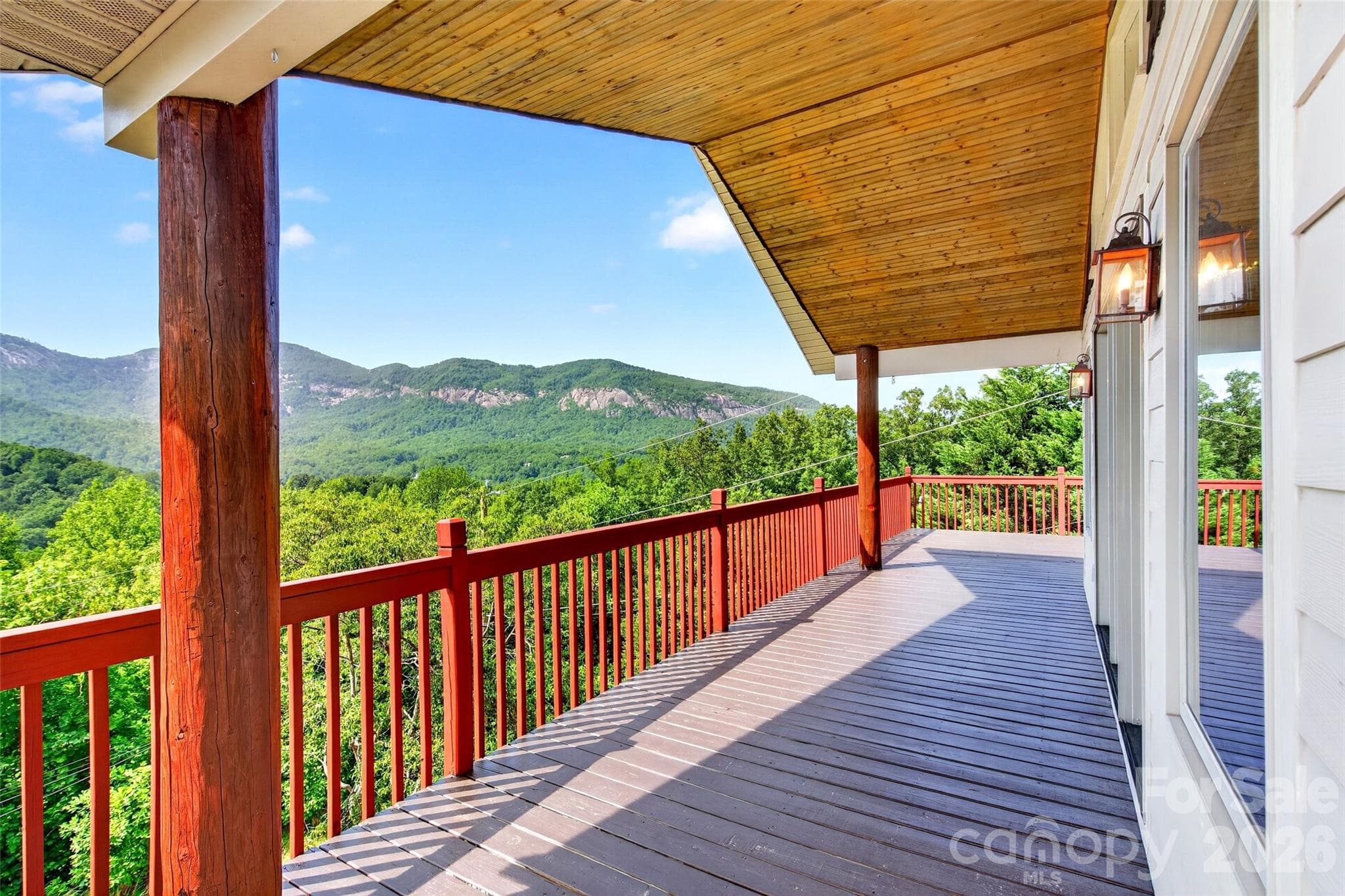 Covered deck off of Living Room - 227 Sidney Lanier Drive, Lake Lure
