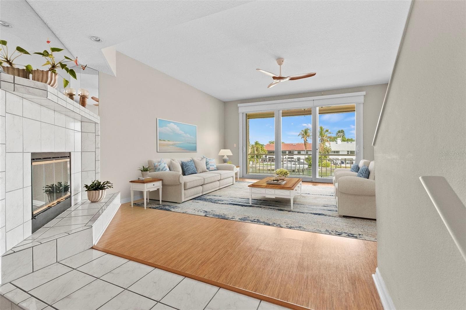 Living Room Virtually Staged - 1071 PINELLAS BAYWAY S, ST PETERSBURG