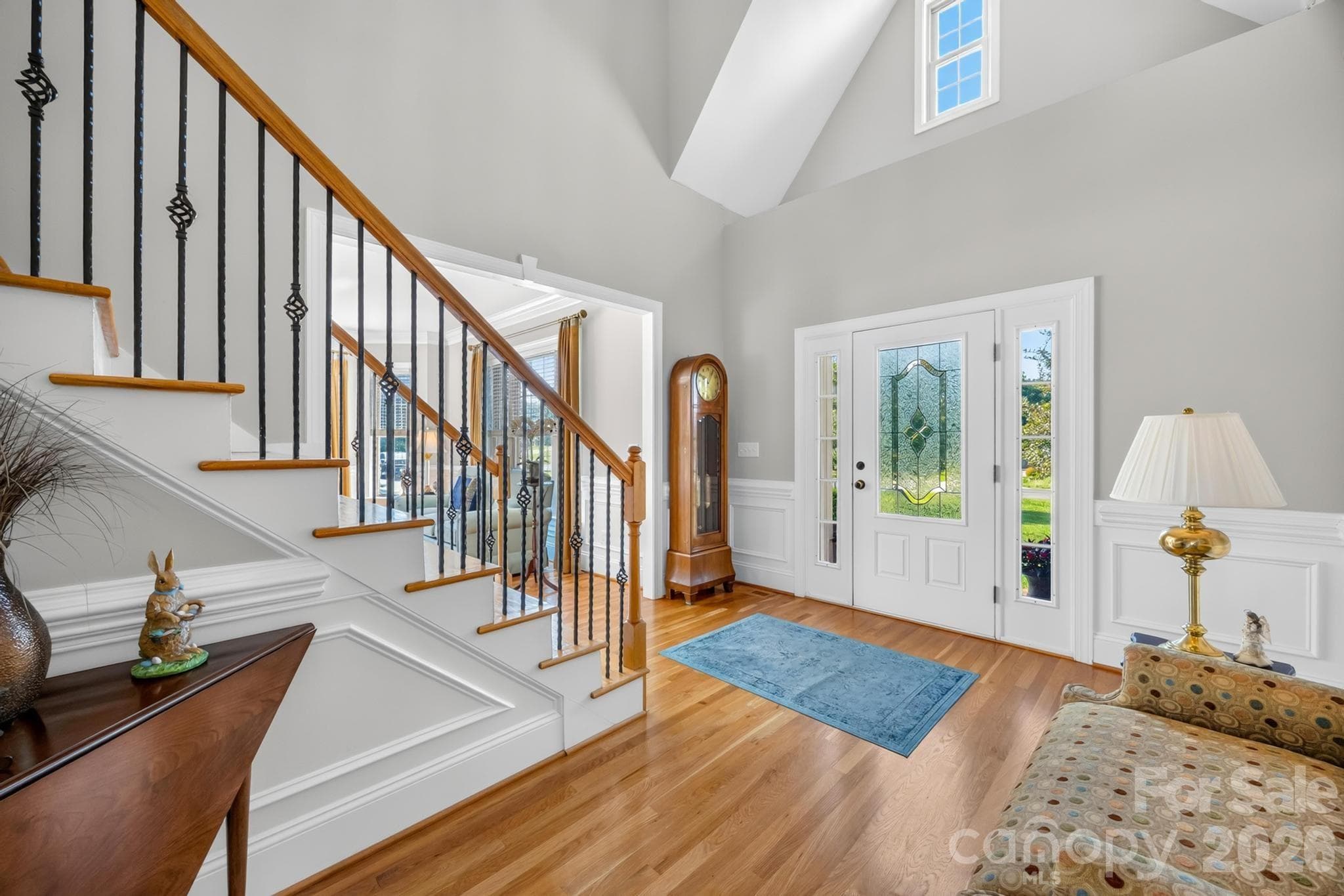 Foyer View- two story entryway, hardwood flooring throughout first floor - 105 Mandarin Drive, Mooresville