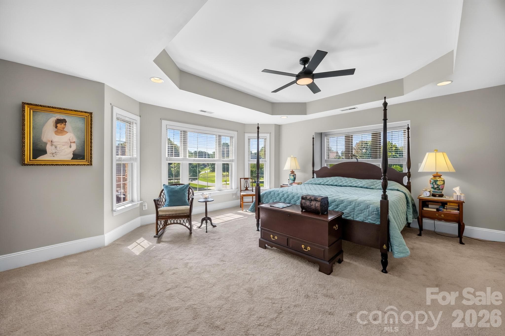 Primary Bedroom with tray ceilings - 105 Mandarin Drive, Mooresville
