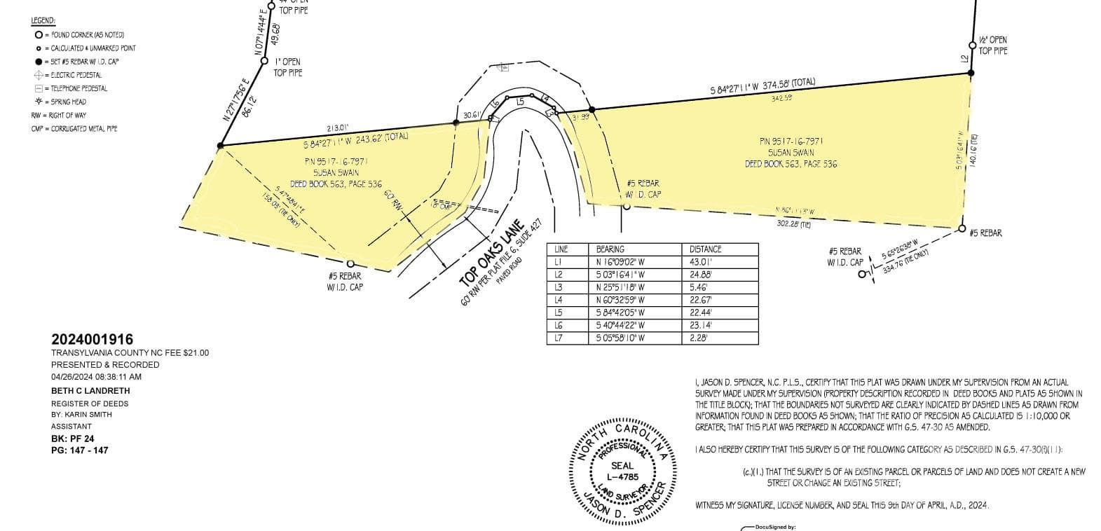 Drawing of lot - Pisgah Forest