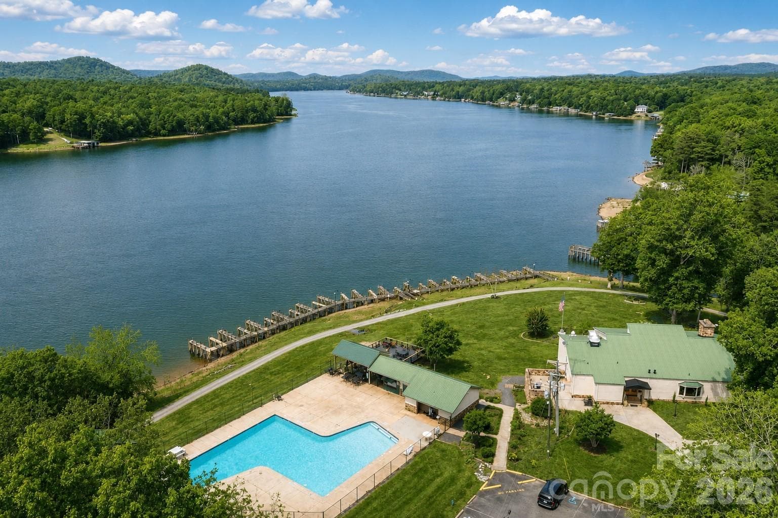 Aerial photo of Woodrun, Amenities, Pool area - 130 Canoe Court, Mount Gilead