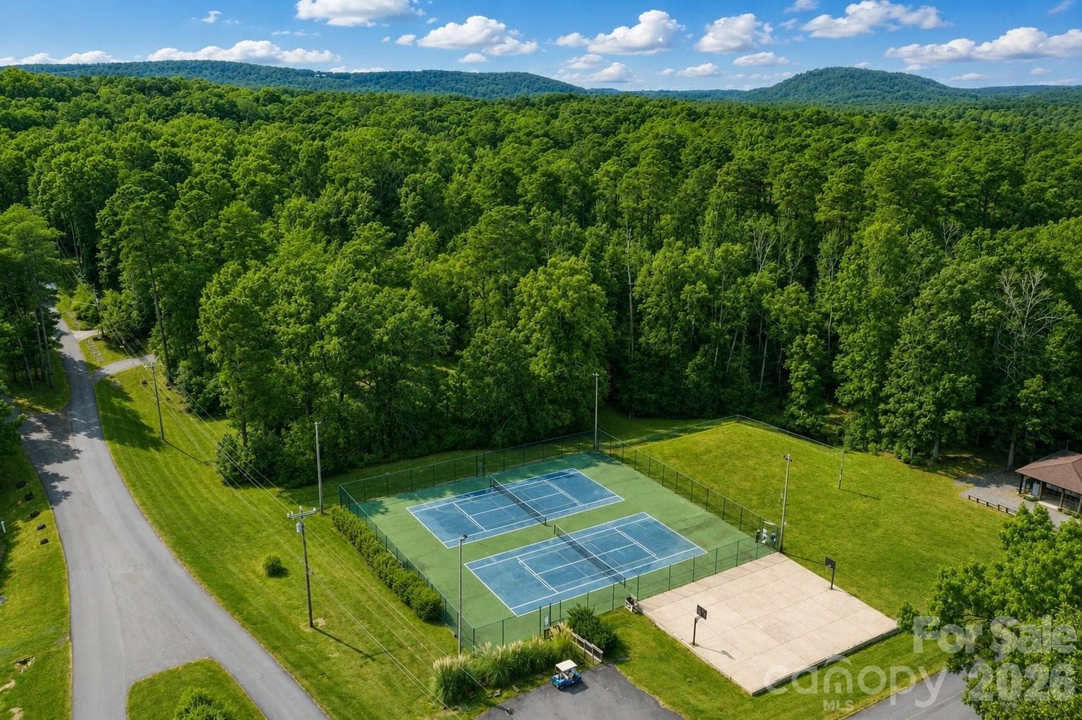 Aerial photo of Woodrun, Amenities, Tennis Courts - 130 Canoe Court, Mount Gilead