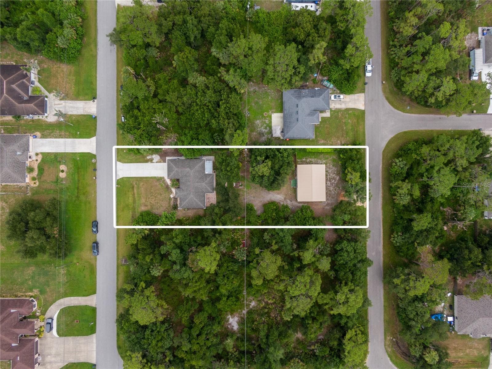 Aerial of home with add. bldg. in rear - 5175 HORNBUCKLE BLVD, NORTH PORT