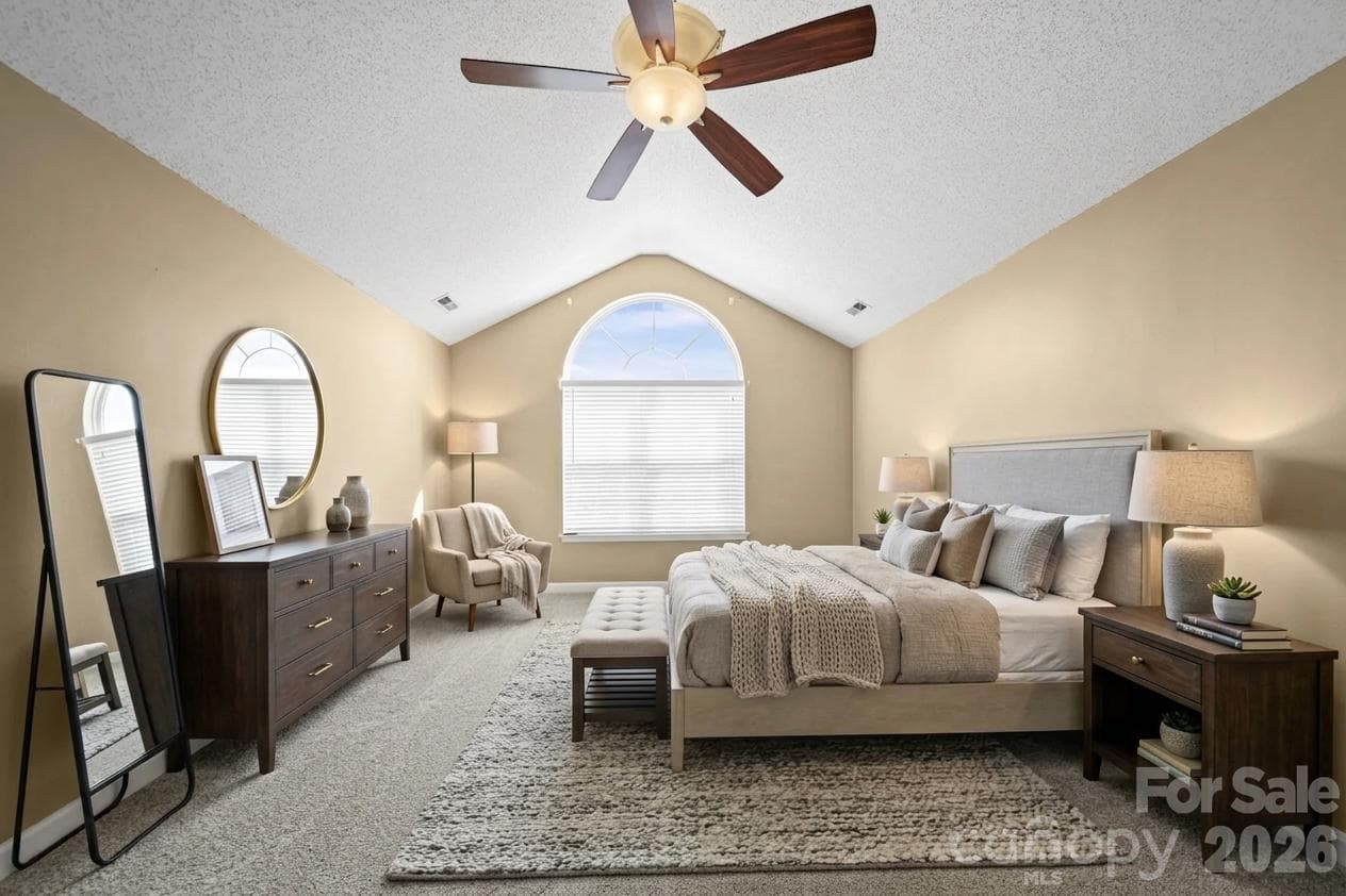 virtually stage master bedroom - 9233 Simonton Drive, Charlotte
