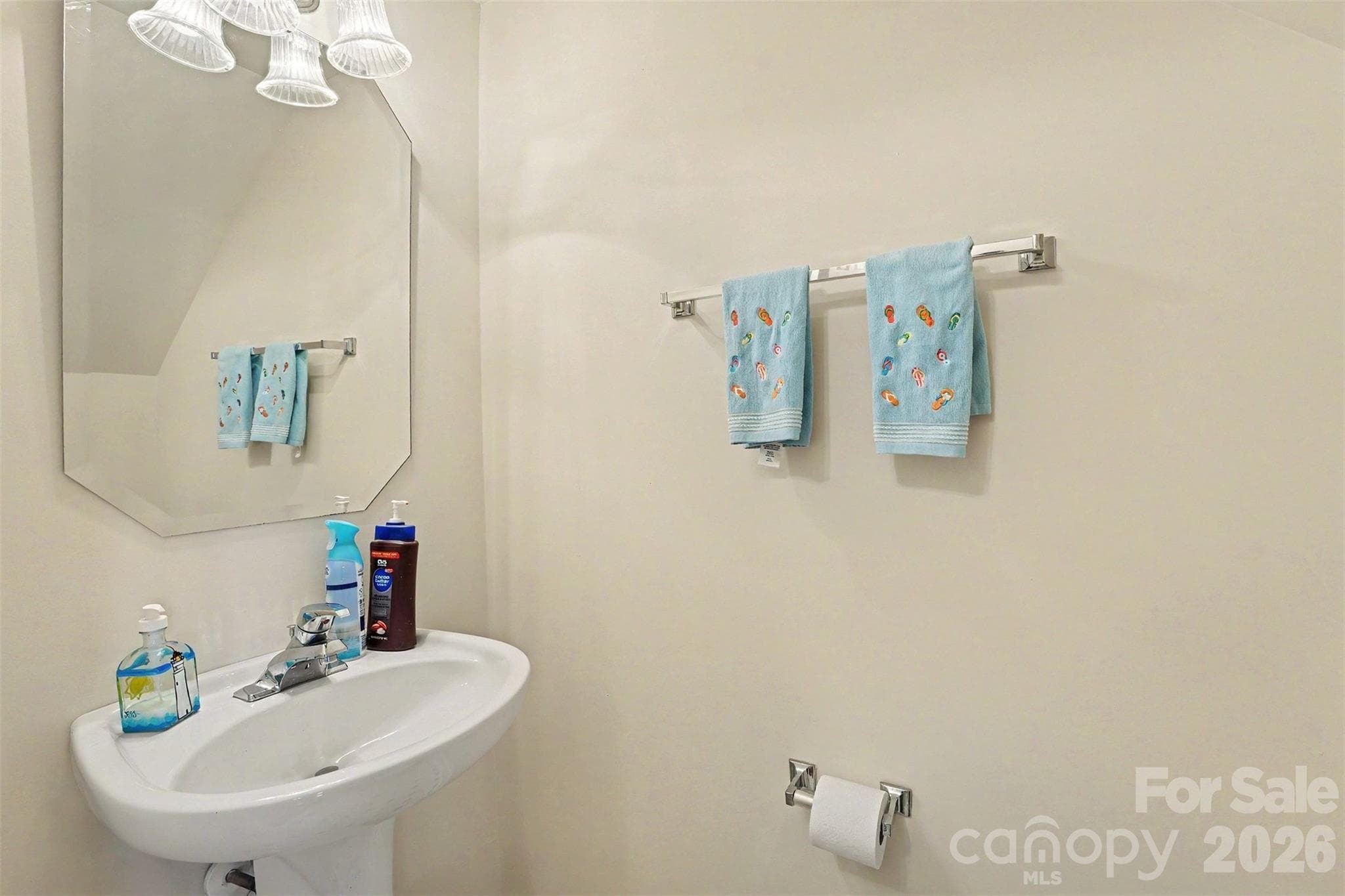 Powder room on first floor - 9866 Treeside Lane, Matthews