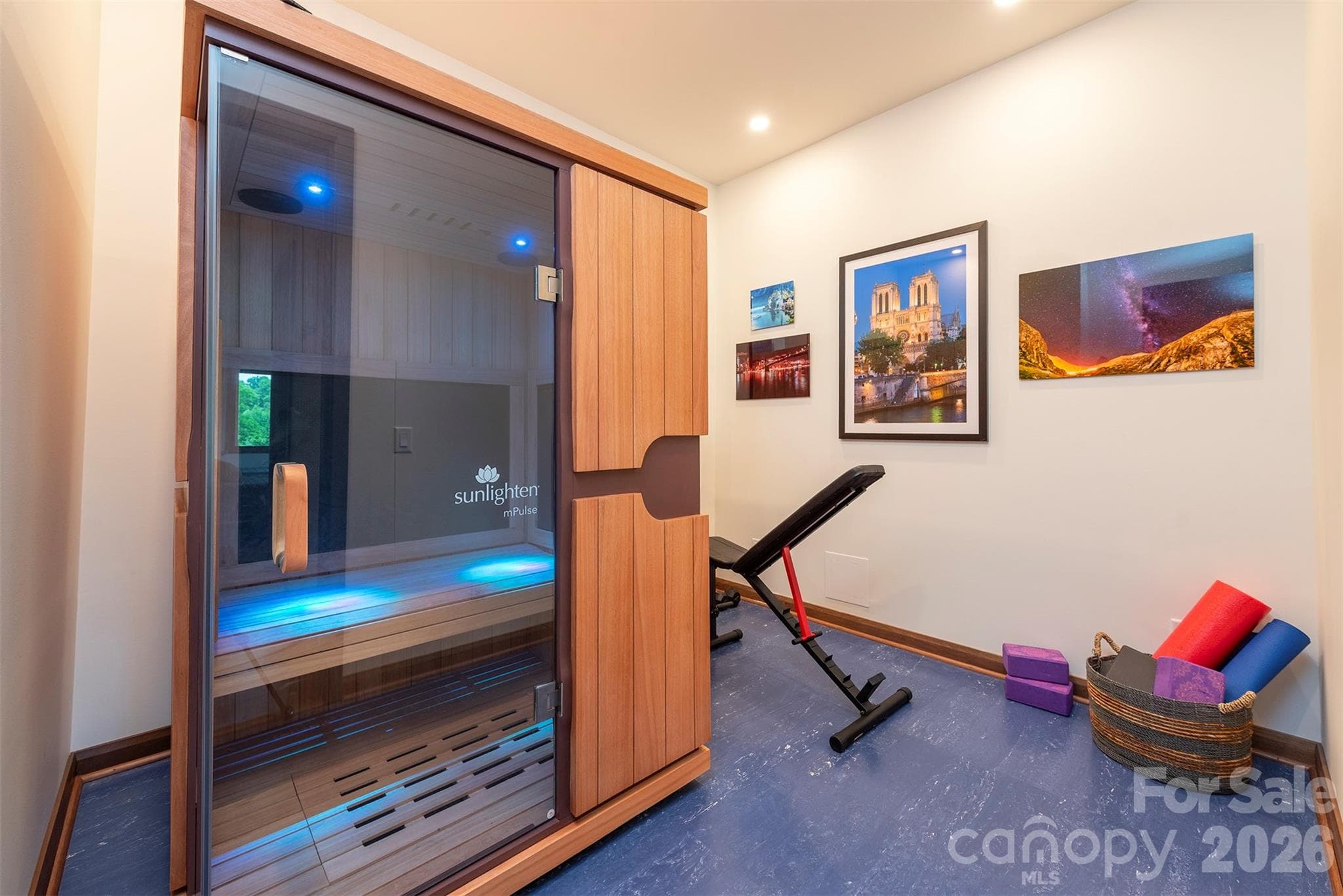 Bonus room used for fitness room.  Sauna can be purchased - Asheville