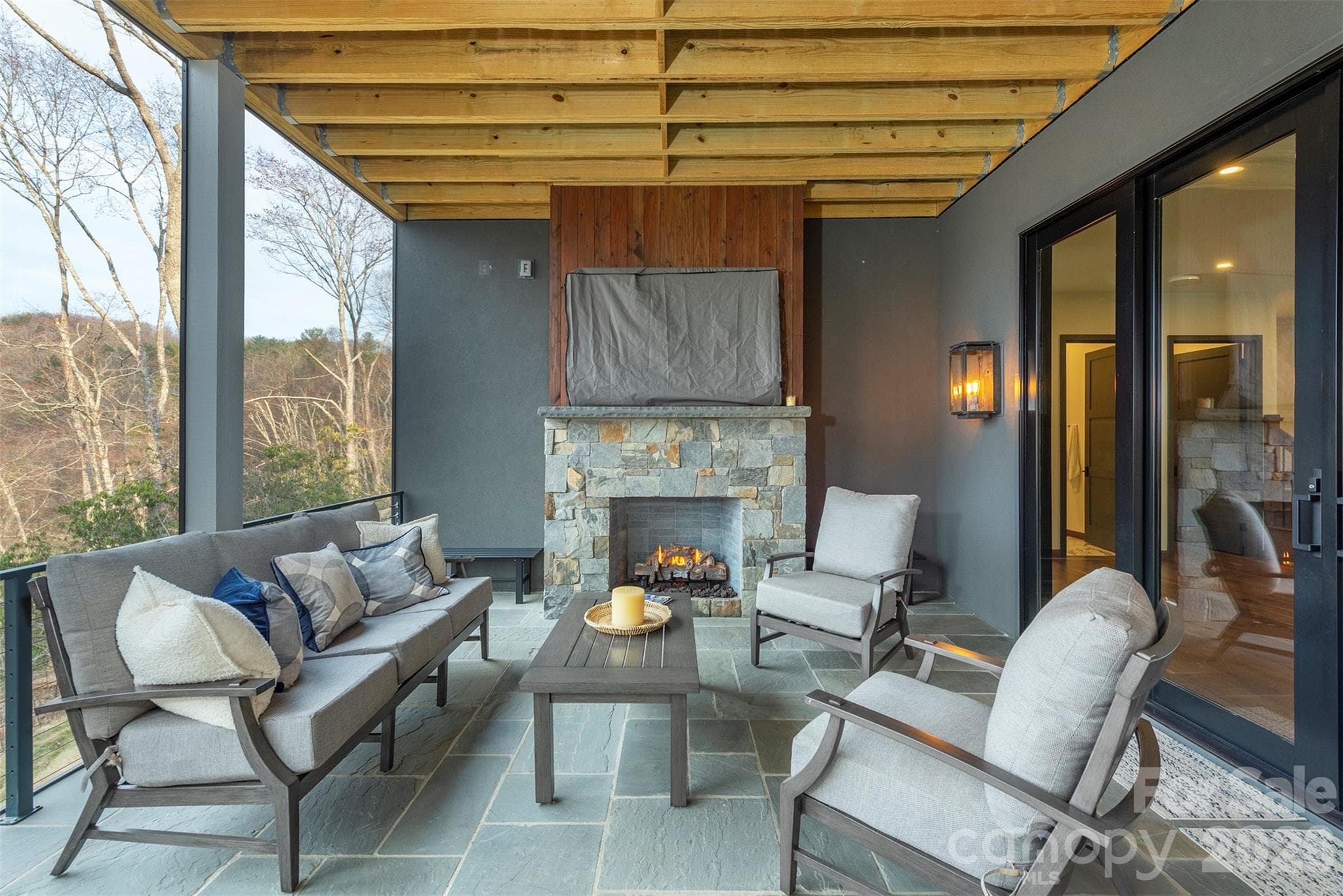 Lower level deck with gas firepace - Asheville