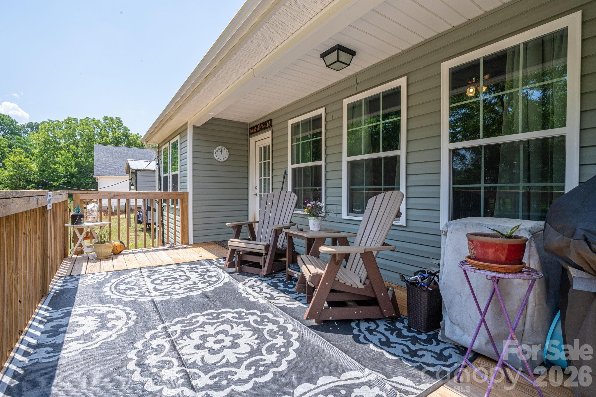 Wooden deck is partially covered - Newton