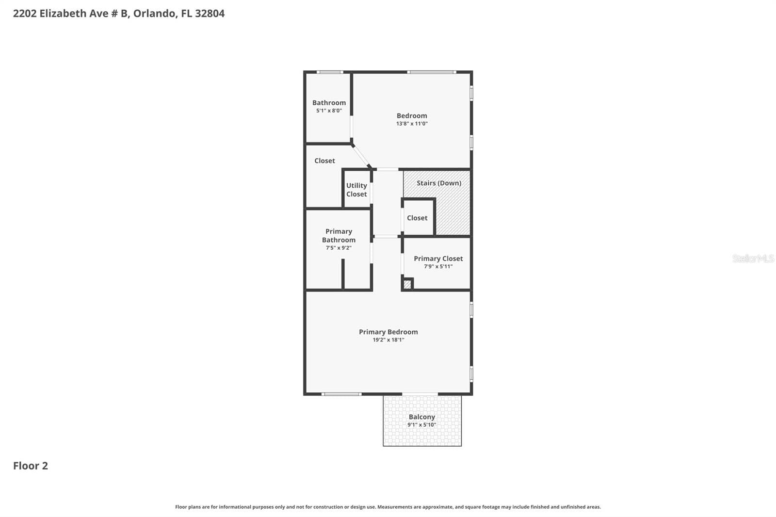 Floor plan Second floor - 2202 ELIZABETH AVE #B, ORLANDO