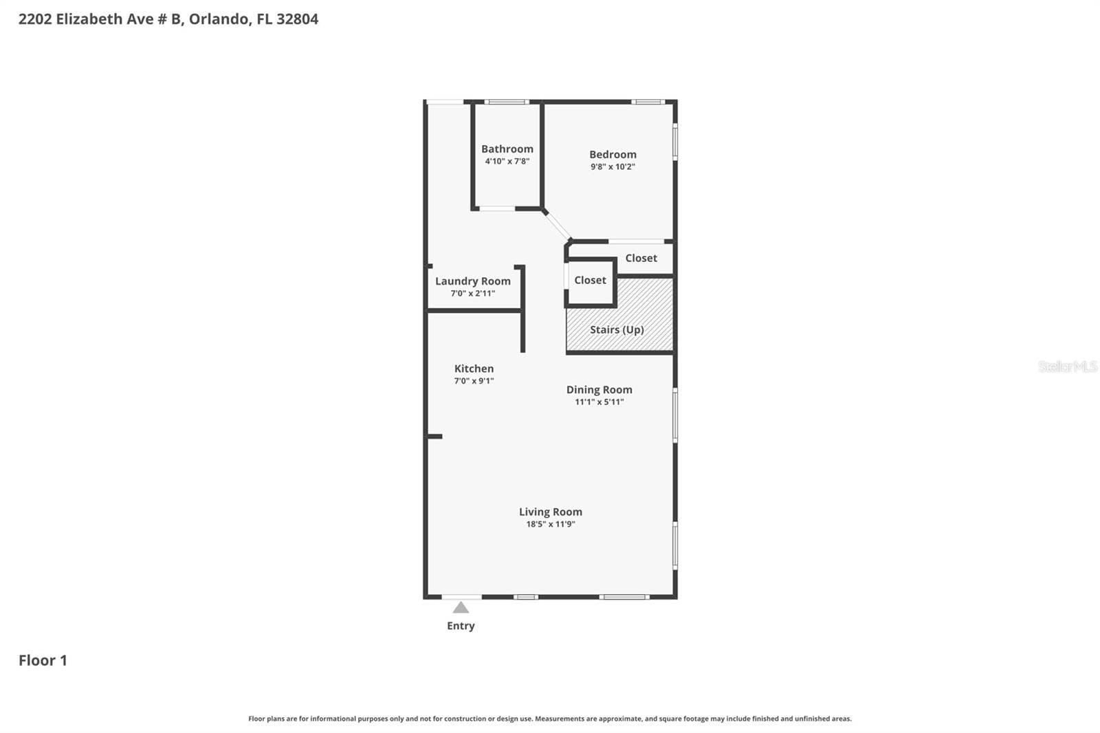 Floor plan first floor - 2202 ELIZABETH AVE #B, ORLANDO