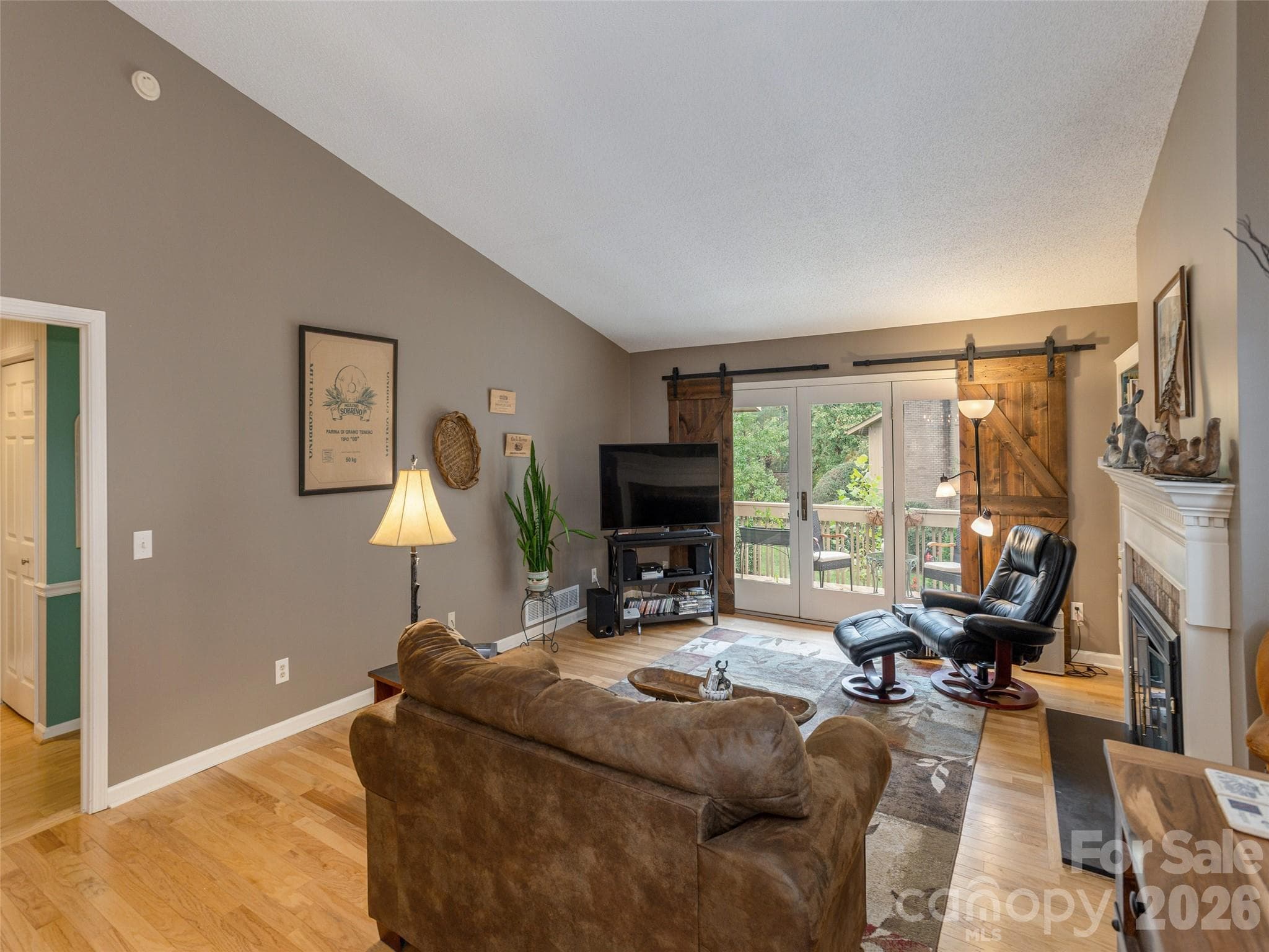 Barn doors allow for privacy - 606 Red Oak Drive, Hendersonville