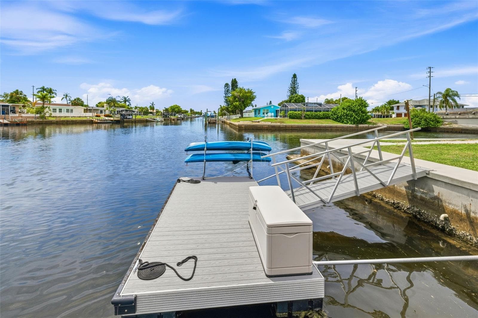 Floating dock w/kayak storage and convenient storage bin - 4320 FLORAMAR TER, NEW PORT RICHEY