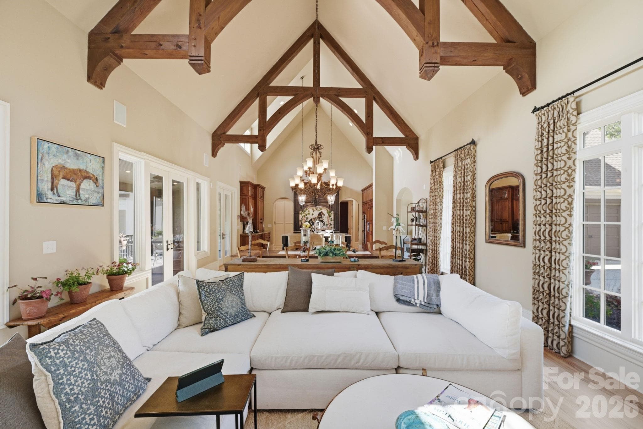 22' stone gas fireplace w/display shelves and cabinets - 8528 Waxhaw Creek Road, Waxhaw