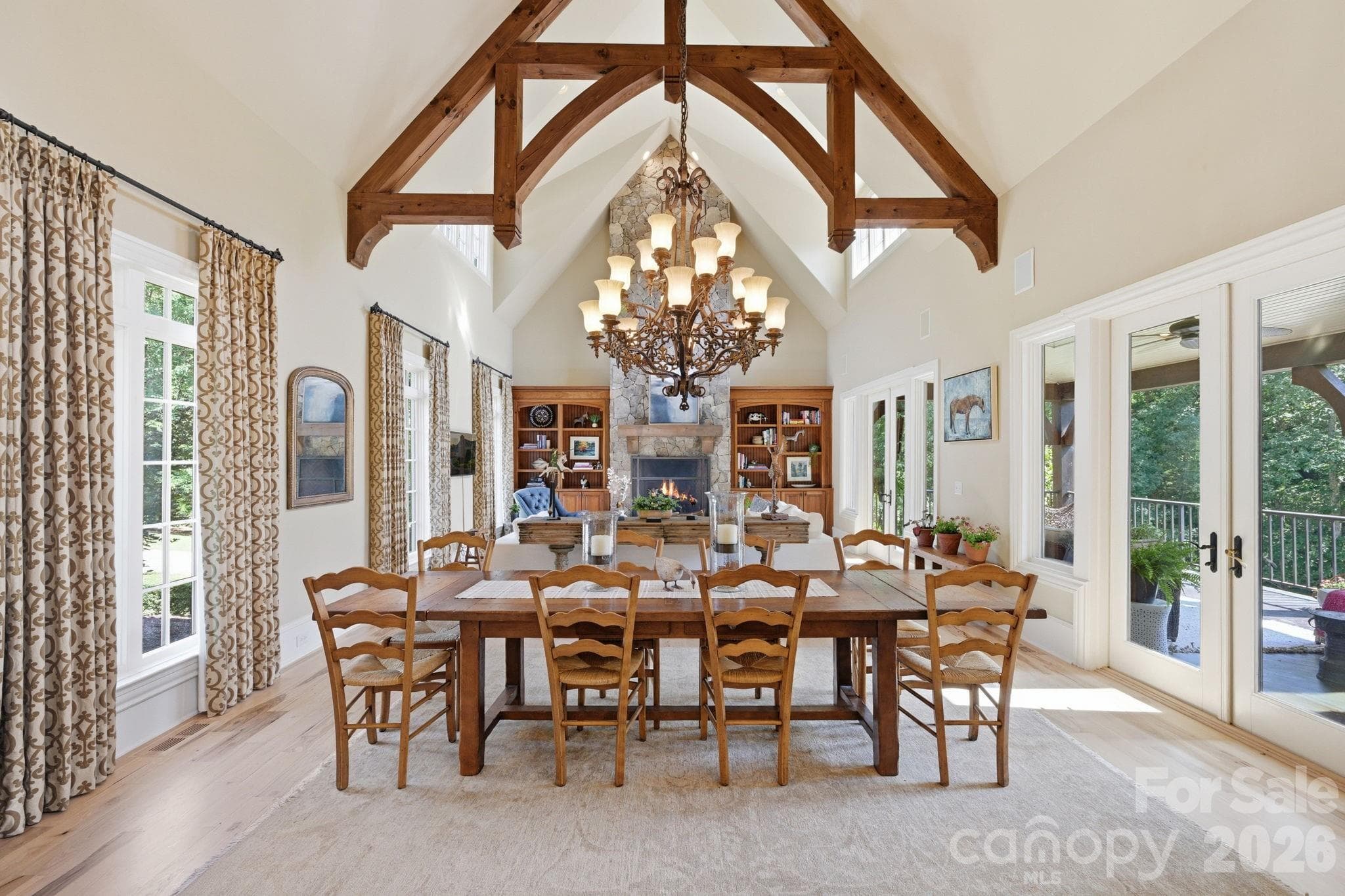 Walls of windows overlooking front yard and back yard and pastures - 8528 Waxhaw Creek Road, Waxhaw