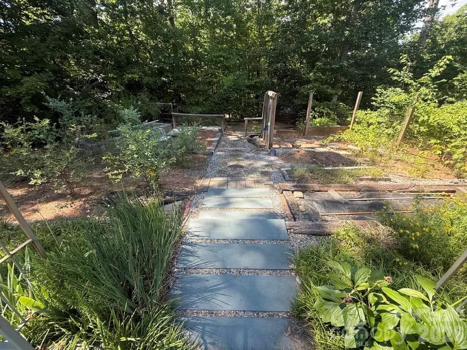 Walk-way from rear patio to lower garden - 160 Caledonia Road, Landrum