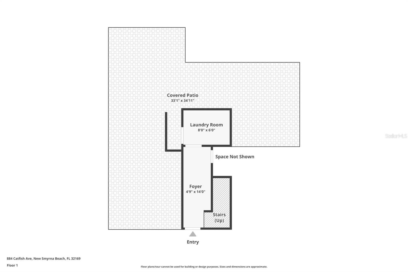 Entry foyer on first floor, storage, laundry/mud room with separate side entrance from outdoor shower, picnic area and firepitl - 884 CATFISH AVE, NEW SMYRNA BEACH