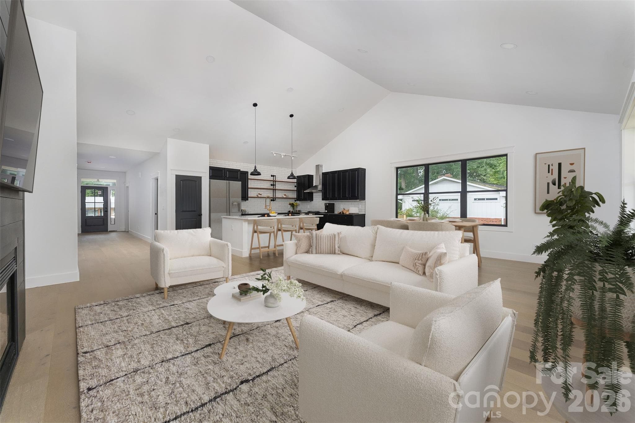 virtually staged open concept living with vaulted ceilings - 808 Maybank Drive, Hendersonville