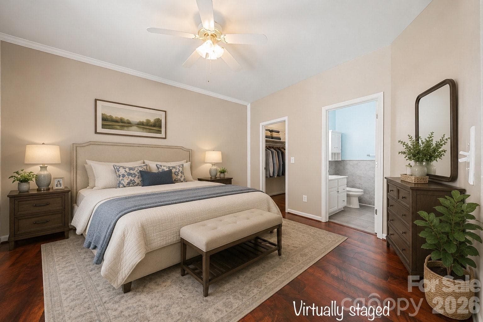 Virtually staged primary bedroom - 207 Dawn Mist Lane, Fort Mill