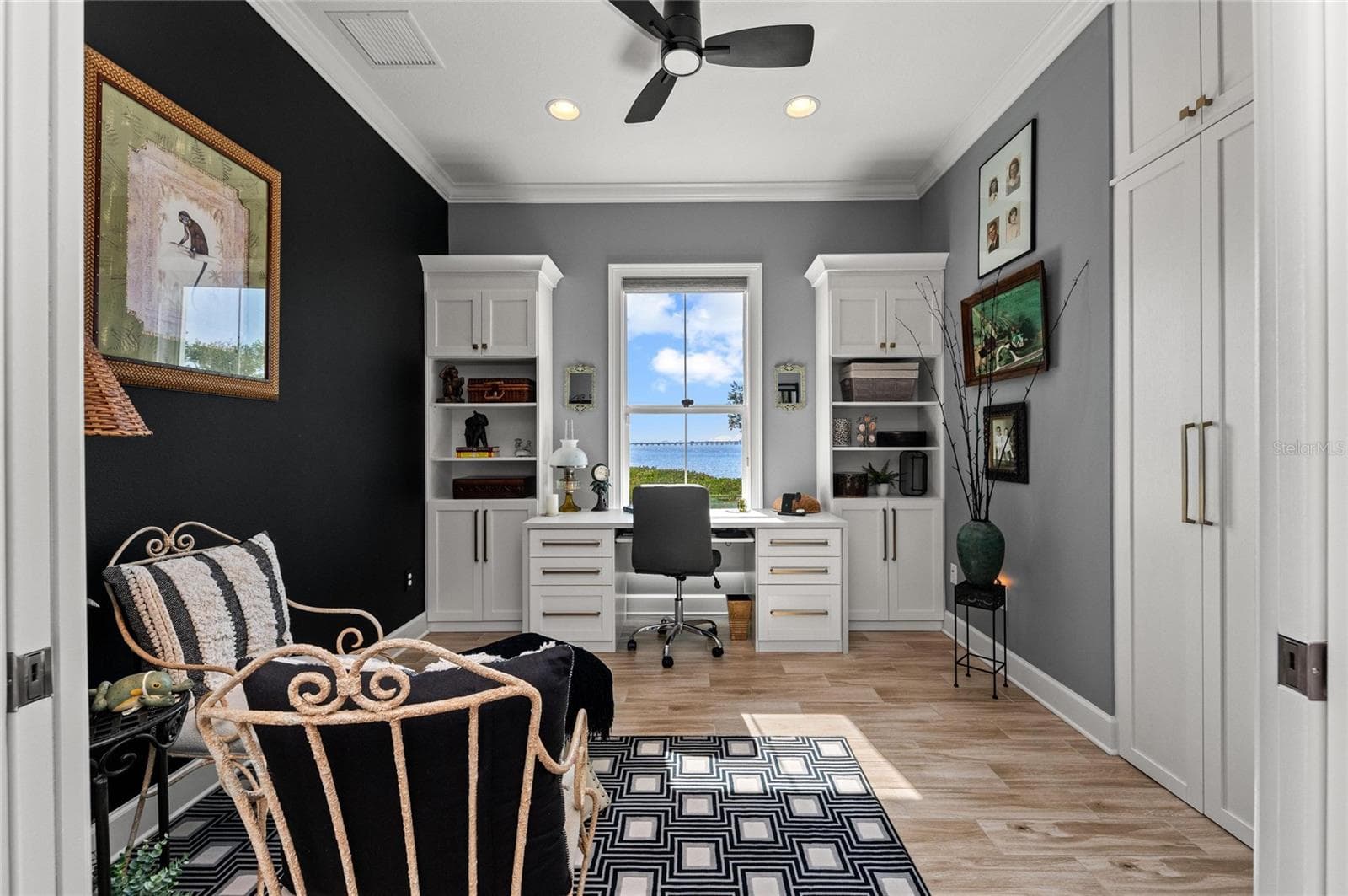 Den/Bedroom 4 with Built in Desk,drawers and water view - 268 SAINT LUCIA DR #101, BRADENTON