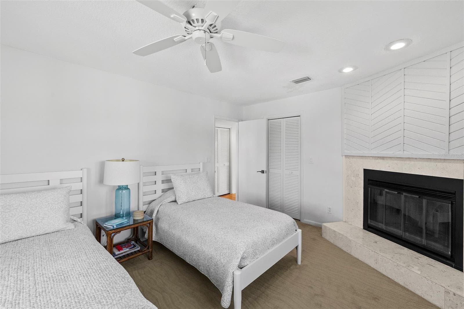 Second Bedroom with Fireplace - 1304 PASS A GRILLE WAY, ST PETE BEACH