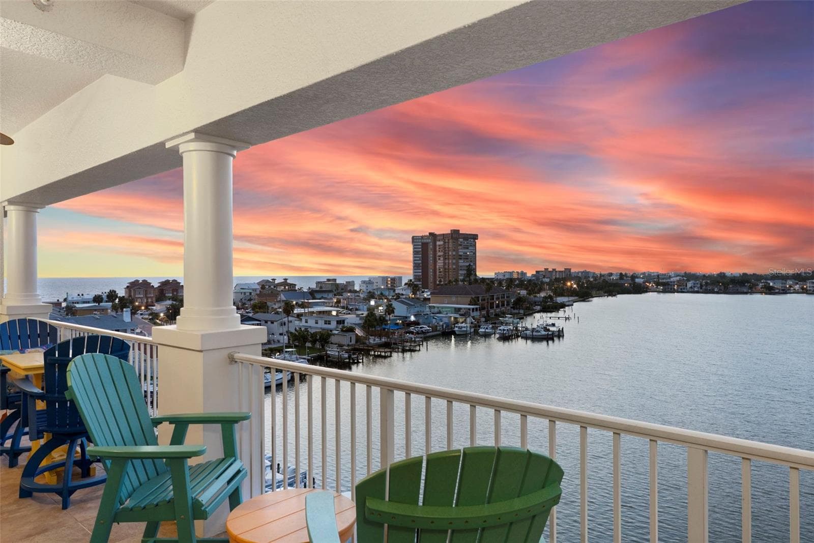 Full balcony extends from living room to master en-suite equipped with electrical and ceiling patio fans - 17717 GULF BLVD #604, REDINGTON SHORES