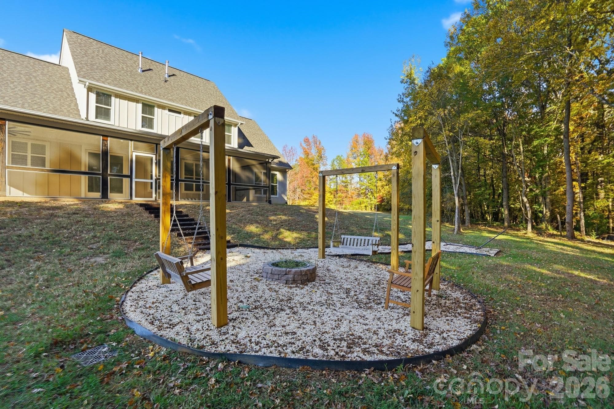 Custom Built Fire Pit and Swing/Hammock Area - 4105 Parkwood School Road, Monroe