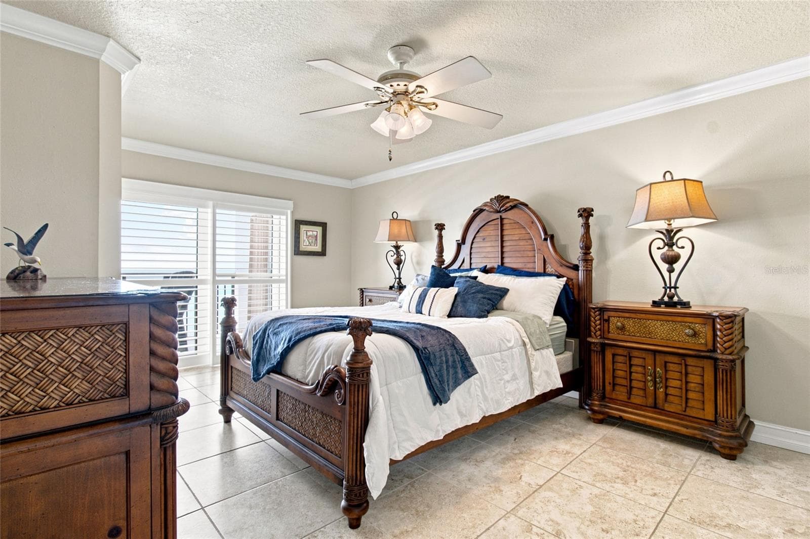 Primary Bedroom with hurricane sliders to patio and gulf views - 1270 GULF BLVD #2007, CLEARWATER BEACH