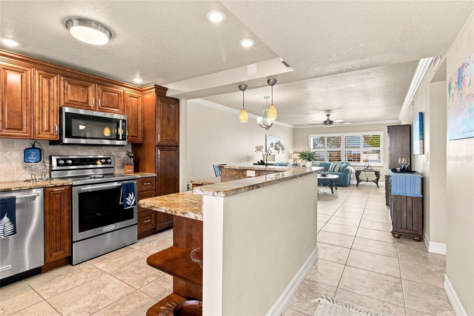 Kitchen Open to Dining and Living Areas - 1270 GULF BLVD #2007, CLEARWATER BEACH